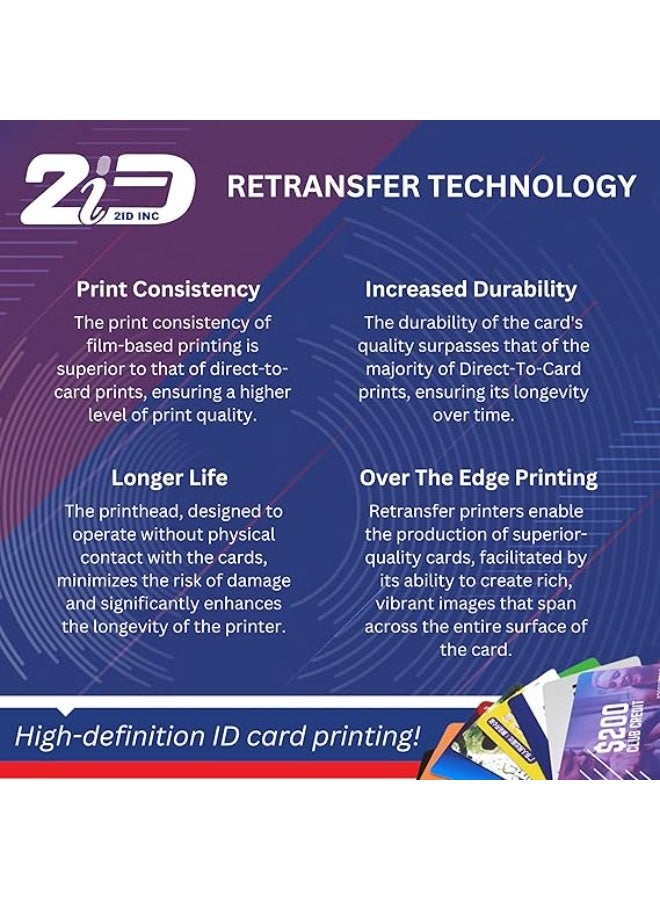 Fargo 2ID - Fargo 084500 - HID Fargo HDP5000/HDP5000e Re-Transfer Film, 1500 Prints | High Capacity - Prints Up to 1,500 Images Per Roll | Compatible with HDP5000 / HDP5000e and HDPii Card Printers - Image 4