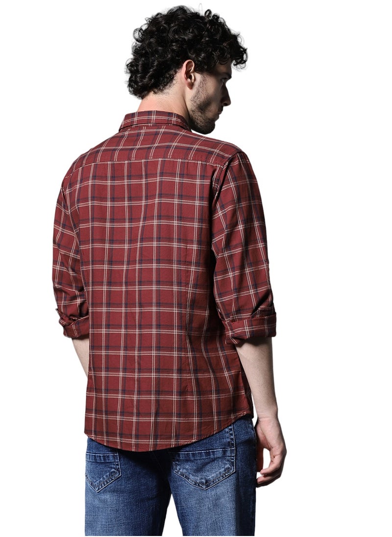 Regular Fit Maroon Checked Shirt for Men with Tartan Pattern - pzsku/Z3DC0385A540673459FC8Z/45/_/1720896439/ad07ad34-6bab-4291-99d1-a819afe60df7