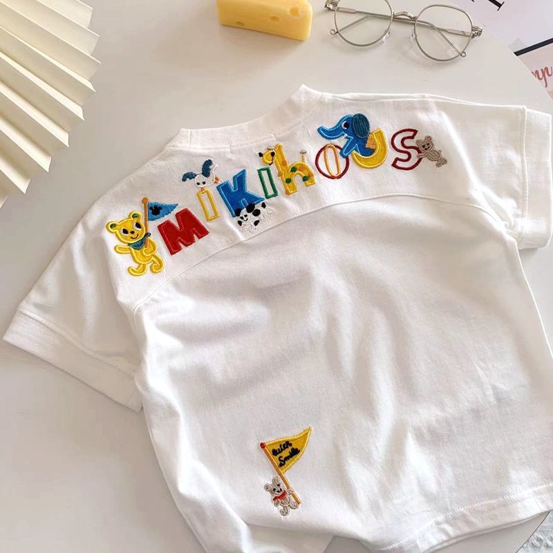 Boys And Girls Cotton New Summer Cartoon Embroidered Cute Baby Half-Sleeved Children'S T-Shirt Stylishness Trendy Short-Sleeved T-Shirt - Image 1