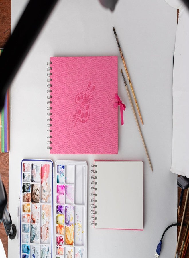 Comma Abaca – Wire-O Bound Sketchbook with Ribbon Closure – A3 Size (Large) – 50 Sheets – 160gsm Anti-Ageing, Acid Free, Archival Fine Grain Paper – Micro-Perforations for Easy Tear Off – (Pink) - Image 3