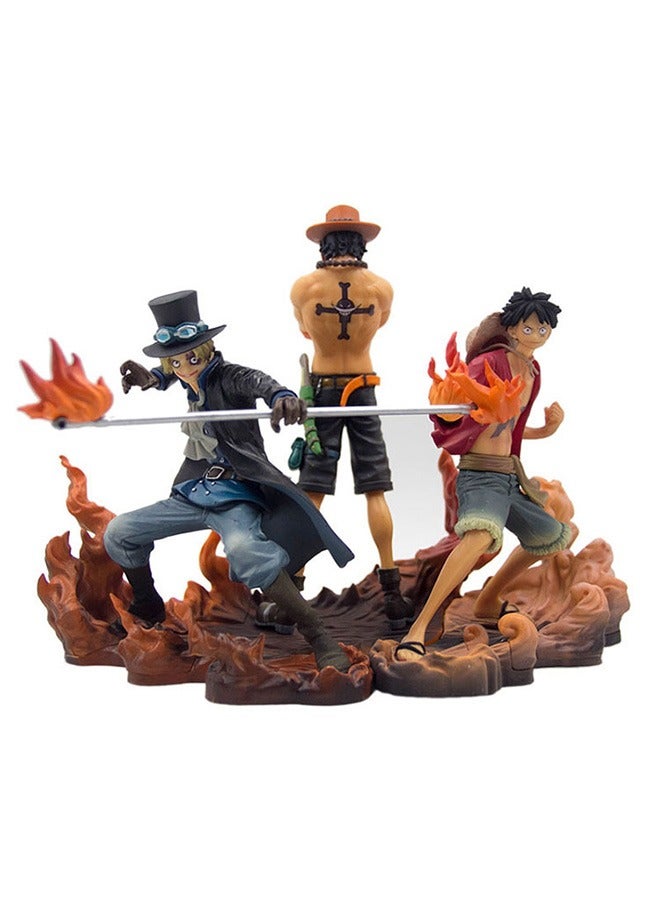 QiaoKai One Piece Brotherhood Luffy Ace Sabo 3 in 1 Action Figures Anime Figure Toy - Image 1