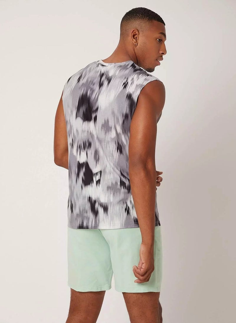 Men 1pc Brush Print Tank Top - Image 2