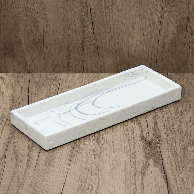 Imitation White Wood Grain Tray for Bathroom Shampoo Shower Gel Storage Sink Decor - Image 4