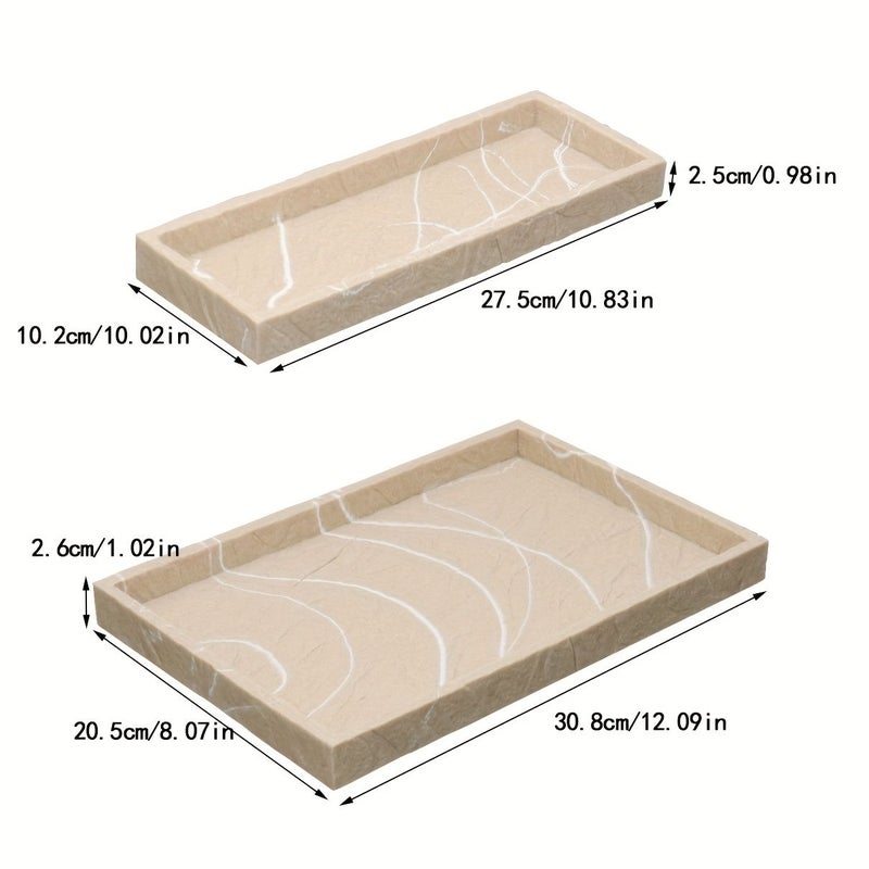 Imitation White Wood Grain Tray for Bathroom Shampoo Shower Gel Storage Sink Decor - Image 3