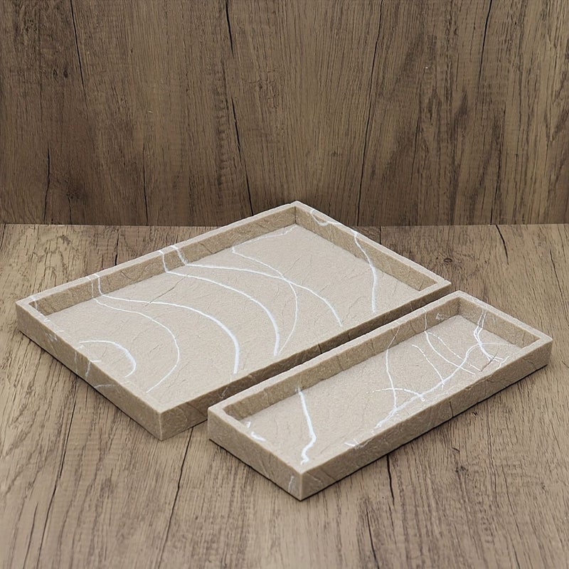 Imitation White Wood Grain Tray for Bathroom Shampoo Shower Gel Storage Sink Decor - Image 2