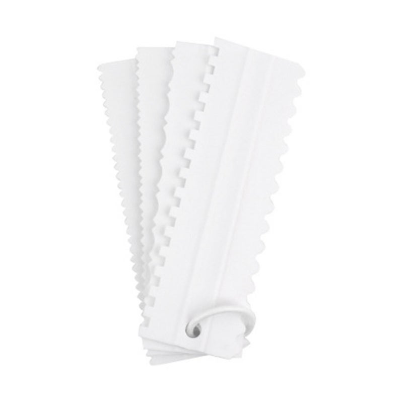 Cake Scraper Smoother 4 Pcs Durable Plastic Cake Decorating Comb - 8 Double-Sided Styles Cake Edge Smoother for DIY Baking - Image 1