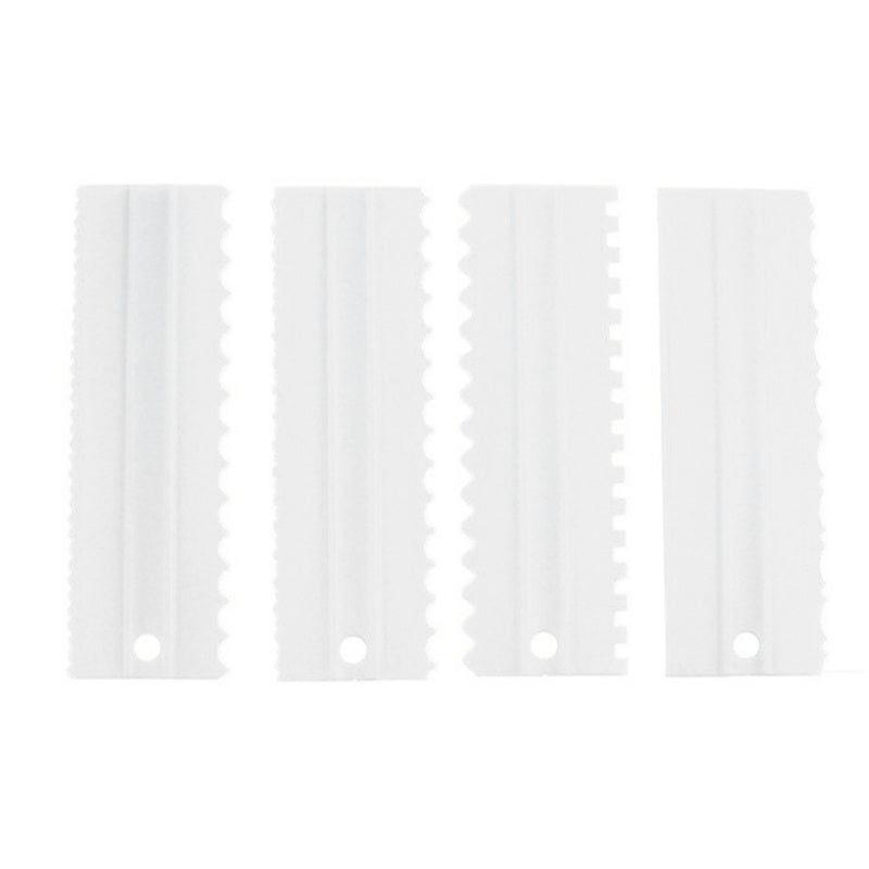 Cake Scraper Smoother 4 Pcs Durable Plastic Cake Decorating Comb - 8 Double-Sided Styles Cake Edge Smoother for DIY Baking - Image 3