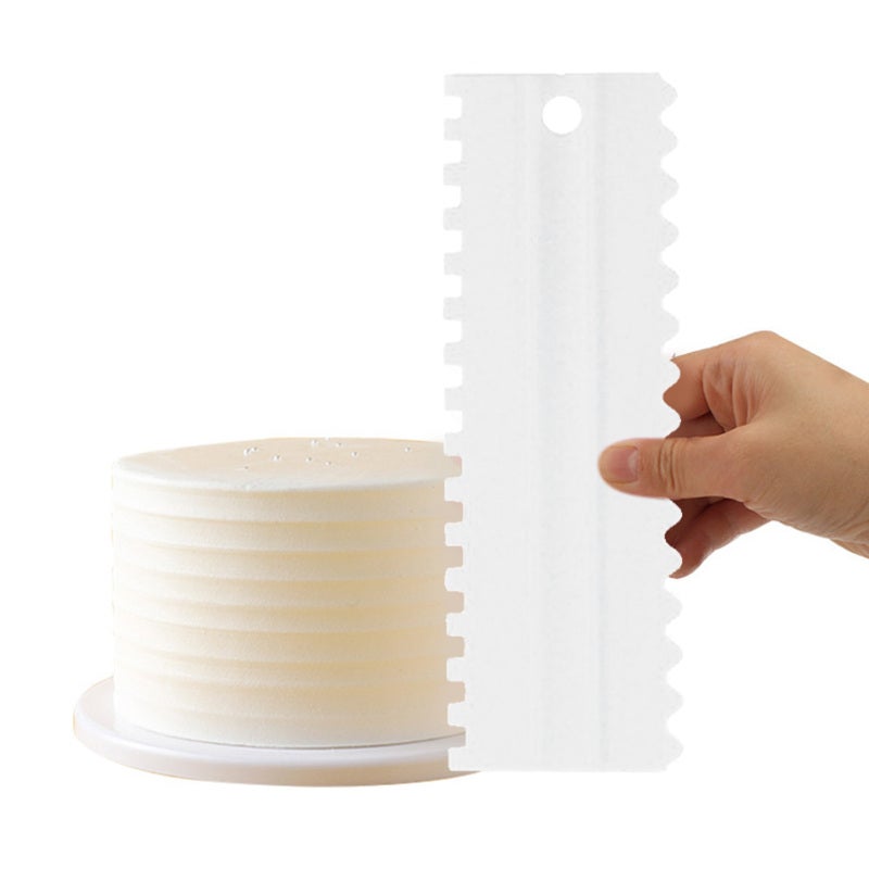 Cake Scraper Smoother 4 Pcs Durable Plastic Cake Decorating Comb - 8 Double-Sided Styles Cake Edge Smoother for DIY Baking - Image 5