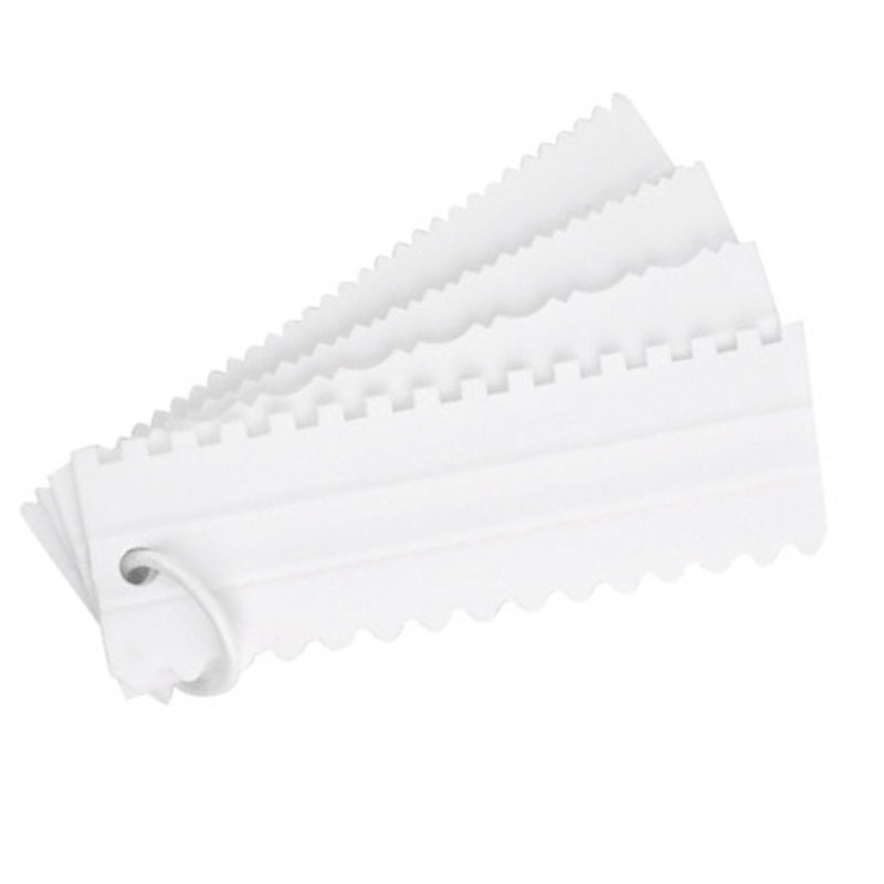 Cake Scraper Smoother 4 Pcs Durable Plastic Cake Decorating Comb - 8 Double-Sided Styles Cake Edge Smoother for DIY Baking - Image 4