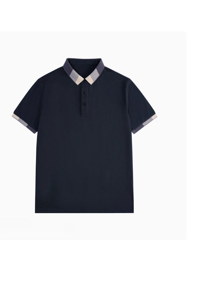 Men's Pure Cotton Striped Short Sleeved T-Shirt Polo Shirt - Image 1