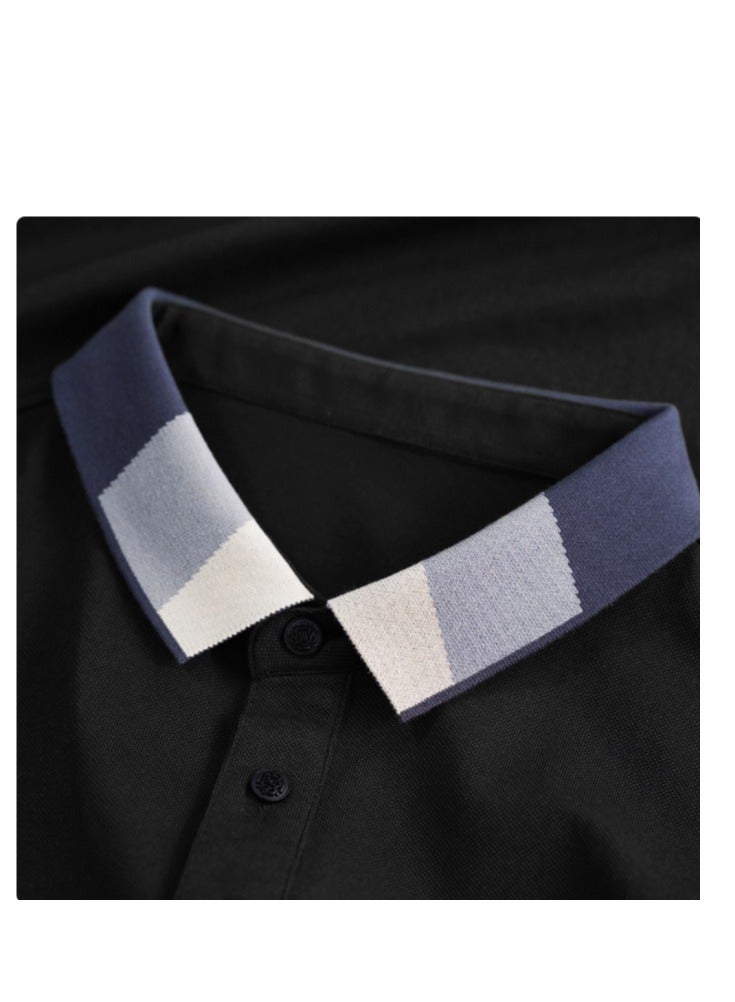 Men's Pure Cotton Striped Short Sleeved T-Shirt Polo Shirt - Image 2