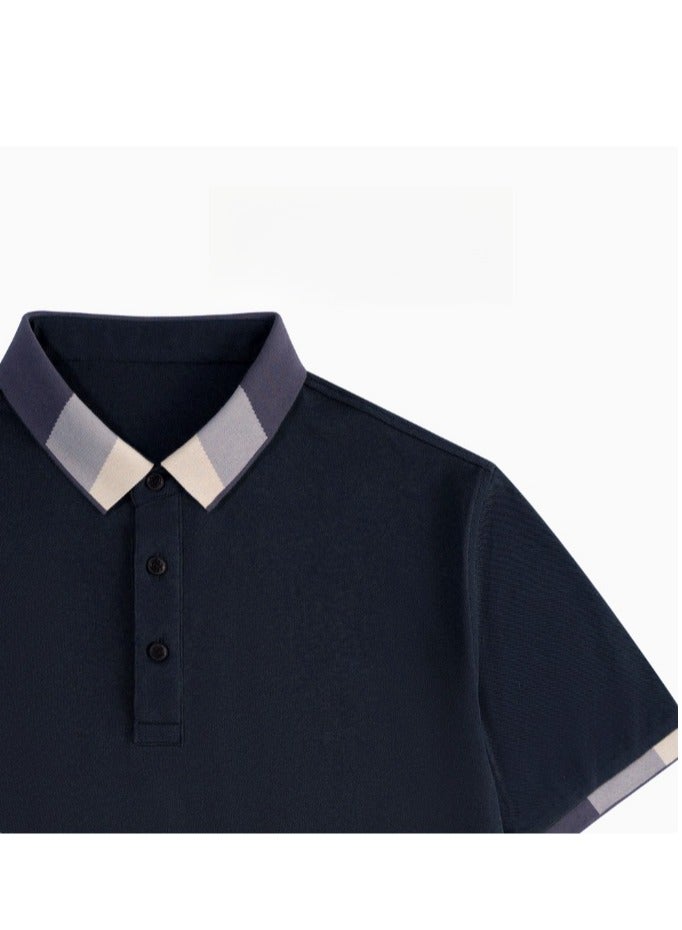 Men's Pure Cotton Striped Short Sleeved T-Shirt Polo Shirt - Image 3