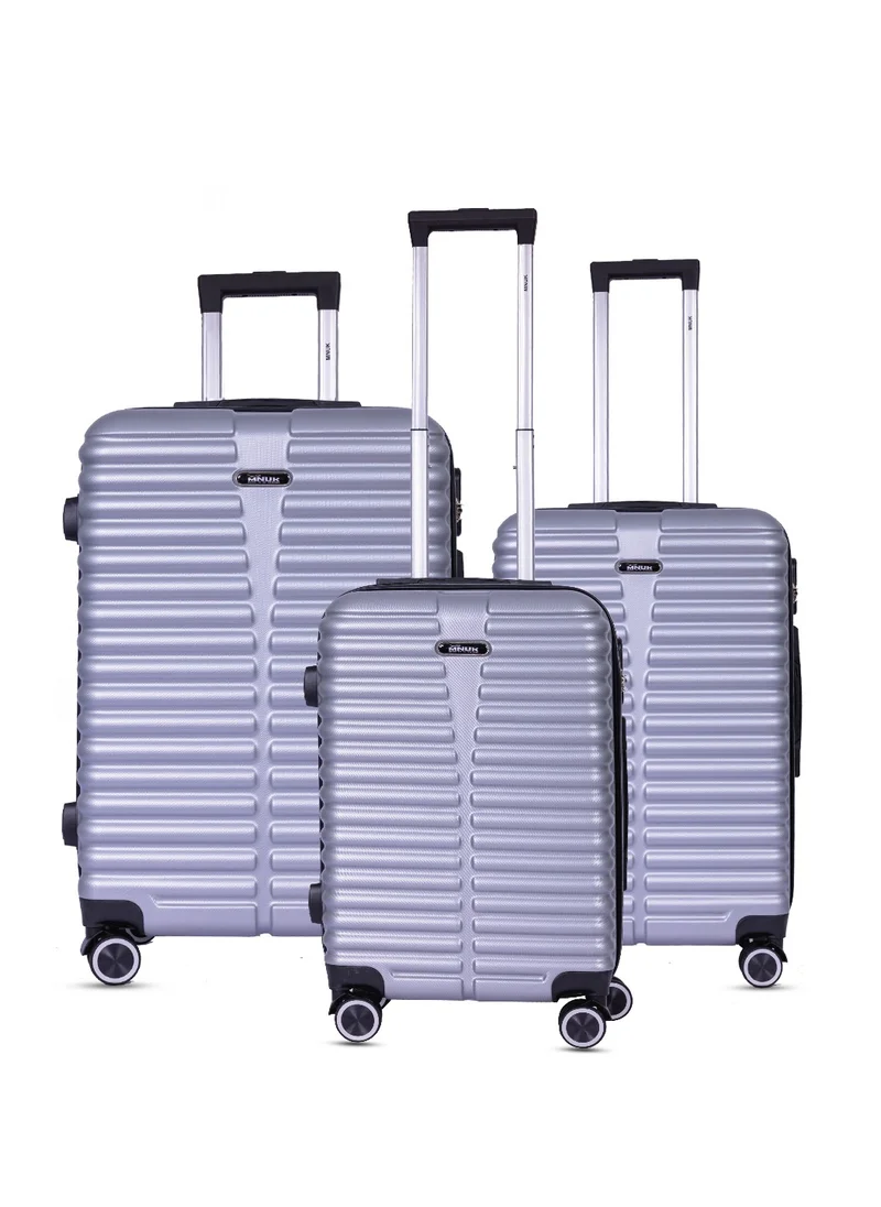 MNUK Destiny Set of 3 Luggage | Hardside Soft Handle Trolley with TSA Lock |Double 360° 4 Wheeler| Cabin-20 Inch, Medium- 24 Inch, Large-28 Inch| Silver