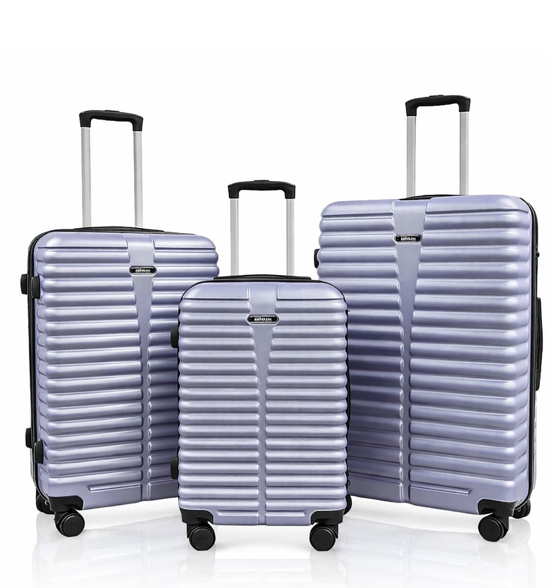 MNUK Destiny Set of 3 Luggage | Hardside Soft Handle Trolley with TSA Lock |Double 360° 4 Wheeler| Cabin-20 Inch, Medium- 24 Inch, Large-28 Inch| Silver - Image 1