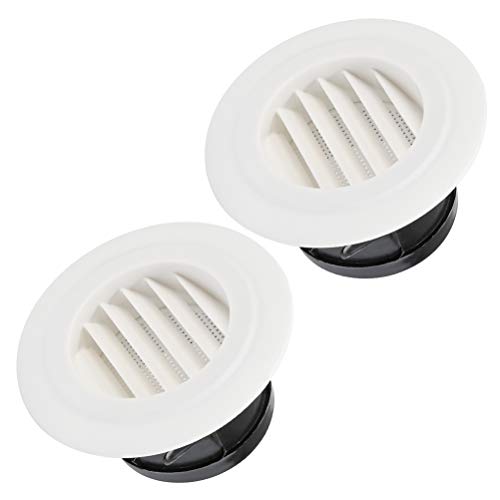 FOCCTS 3 Air Vent Louver Round Air Vent ABS Louver Grille Cover White Soffit Vent with Builtin Fly Screen Mesh for Bathroom Office Kitchen Ventilation 2Pack