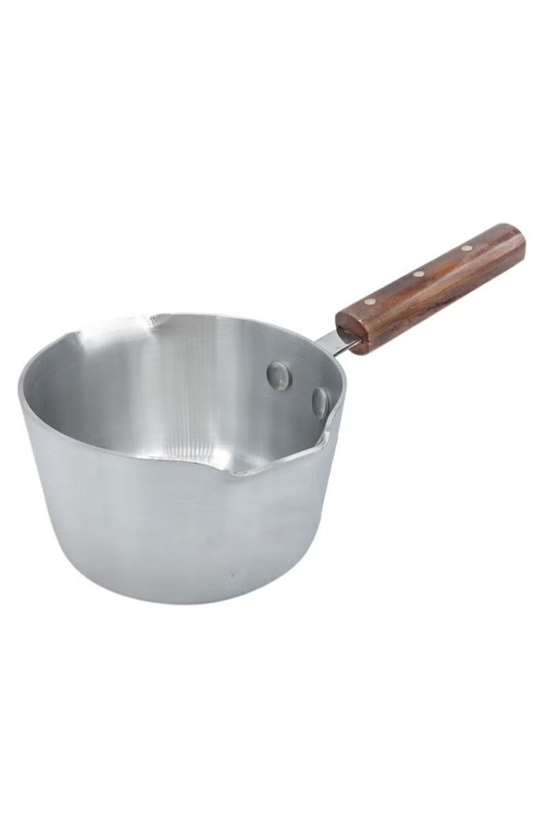 شاين طقم وعاء غلاية حليب من الألومنيوم بمسكة خشب مكون من 3 قطع بمقاس - Image 2