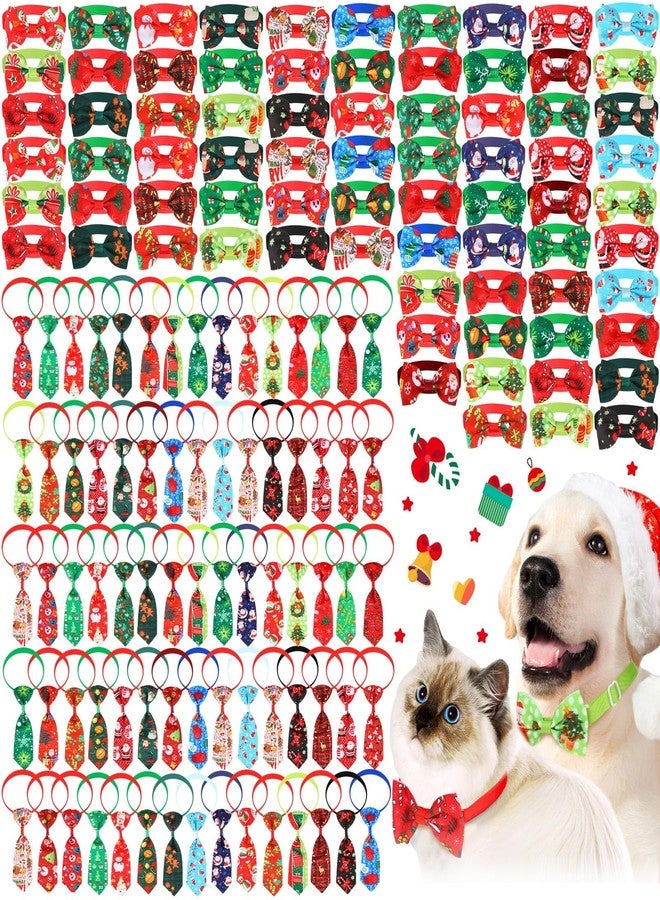 Chunful 150 Pcs Christmas Dog Bow Ties Collars Bulk Santa Claus Adjustable Cat Dog Collars Bowtie Neckties Basic Xmas Puppy Costume for Small Medium Pet Grooming Accessories - Image 1