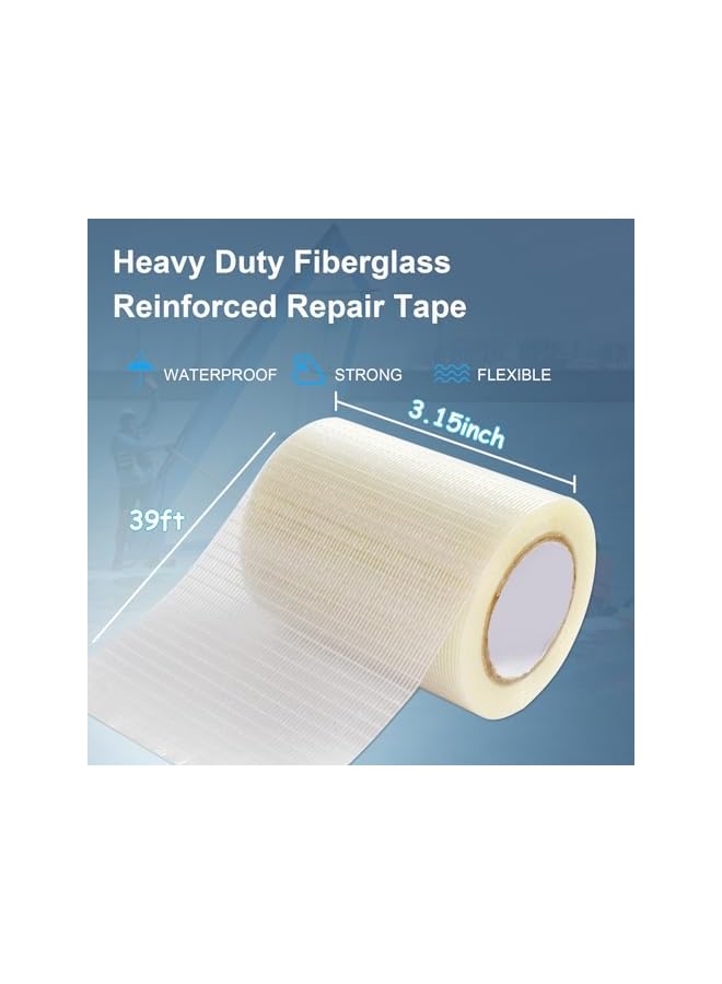PROMASS promass RV Awning Repair Tape 39 feet x 3.1 Inch Reinforced Fiberglass Repair Tape Waterproof Tent Repair Tape Strong Stick Boat Covers Canvas Repair Kit (HL- MESHTAPE2)  - Image 2