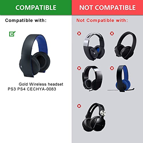 defean Replacement Black Cushion Ear Pads Earmuff earpads Cup Cover Pillow Compatible with Sony ps3 ps4 Gold Wireless CECHYA-0083 Stereo 7.1 Virtual Surround Headphone Headset - Image 2