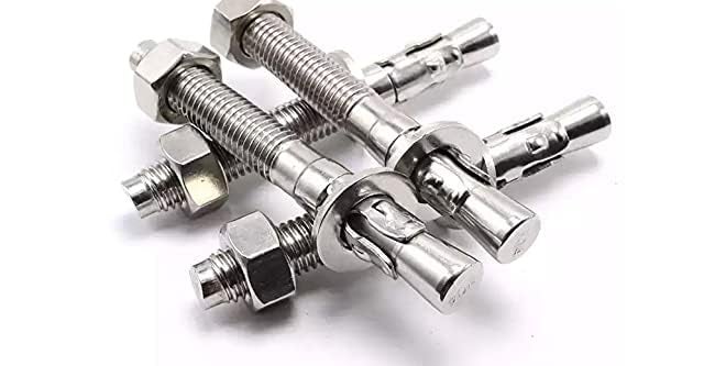 TheMujtaba Standard Fasteners for Heavy-Duty Zinc Wedge Anchors for Cement and Concrete Wedge Type Fully Threaded Design Expansion Zinc Plated Anchor Bolts (Pack of 10pcs)(10X100) - Image 1