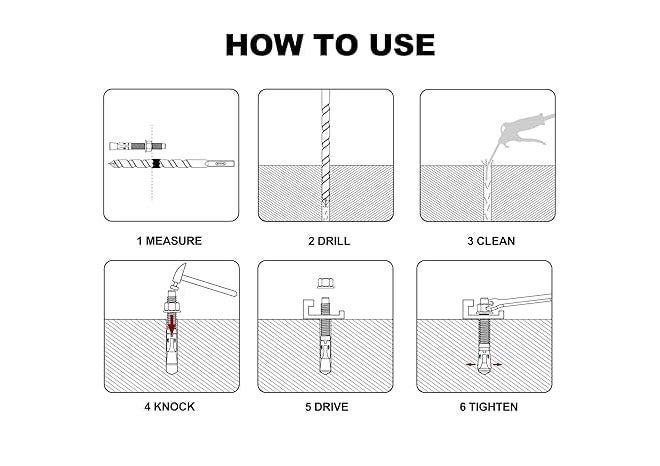 TheMujtaba Standard Fasteners for Heavy-Duty Zinc Wedge Anchors for Cement and Concrete Wedge Type Fully Threaded Design Expansion Zinc Plated Anchor Bolts (Pack of 10pcs)(10X100) - Image 5
