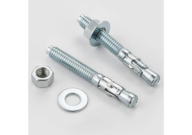 TheMujtaba Standard Fasteners for Heavy-Duty Zinc Wedge Anchors for Cement and Concrete Wedge Type Fully Threaded Design Expansion Zinc Plated Anchor Bolts (Pack of 10pcs)(10X100) - Image 2