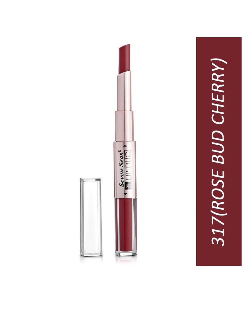 Seven Seas - Seven Seas Lip Duo 2 In 1 Lipstick Matte Finish 2 in 1 Duo Liquid Lipstick with Matte Finish and Moisturizing Gloss  RoseBud Cherry - Image 1