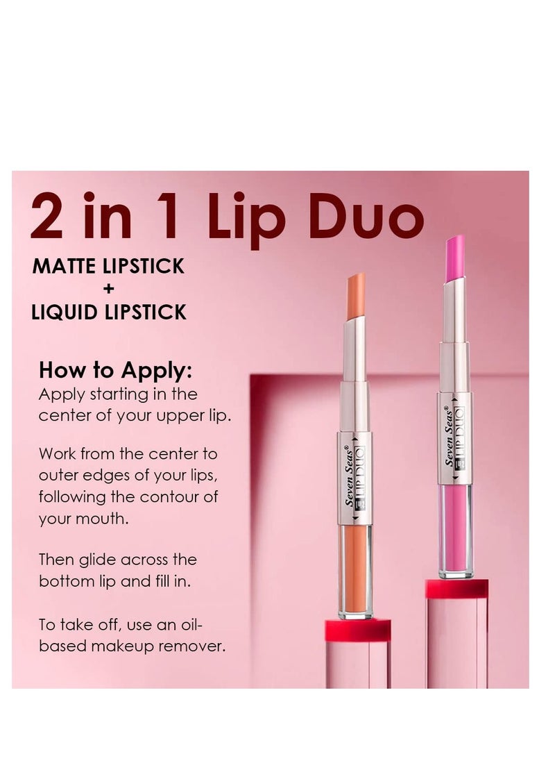 Seven Seas - Seven Seas Lip Duo 2 In 1 Lipstick Matte Finish 2 in 1 Duo Liquid Lipstick with Matte Finish and Moisturizing Gloss  RoseBud Cherry - Image 1