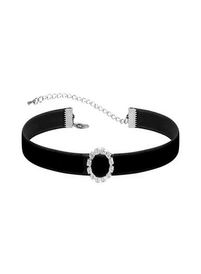 Dtja Vintage Black Red Velvet Choker Necklace for Women Gothic Victorian Round Love Heart Jingle Bell Charms Adjustable Chain Necklaces Holiday Dress Accessories Punk 80s 90s Christmas Valentine Cosplay Party Jewelry (B-Circle) - Image 1