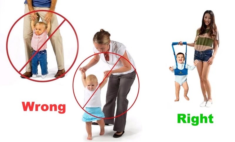 PSEUDO Baby Walker-Hand held Kids Walker Harness-Breathable Adjustable Detachable Protective Belt-Safe Standing & Walk Tool-Help Baby Keep Balance Walk for 07 to 24 Month Old (Blue) - Image 1