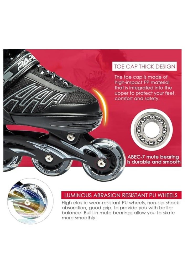 PAPAISON Kids Professional Inline Skating Shoes with 8 Lighting Wheels - Comfortable Roller Skates for Children and Adults - Image 5