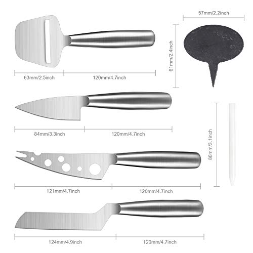 WoneNice Cheese Knives and Slate Markers Set, Collection Cheese Knife Gifts Set with 3 Long Handle Cheese Knife & Cheese Slicer For All Types of Cheese - Image 3