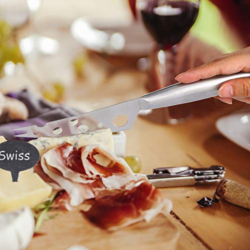 WoneNice Cheese Knives and Slate Markers Set, Collection Cheese Knife Gifts Set with 3 Long Handle Cheese Knife & Cheese Slicer For All Types of Cheese - Image 4