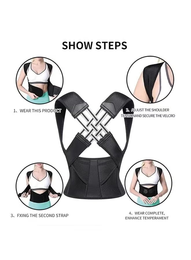 حزام تمليس الظهر، حزام وضع الظهر، أشرطة تمليس الظهر قابلة للتعديل، مصحح وضعية تمليس الظهر، مصحح وضعية الظهر للرقبة، صالة الألعاب الرياضية للكتف ودعم جيد للوضعية - Image 5