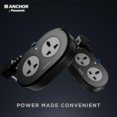 Anchor by Panasonic 2 Universal Socket Extension Board, 6A Spike Guard with 1.2-Meter Heavy Duty Cord for Home and Office Usage, 2 Way Power Strip with LED Indicator, Matt Finish - Image 5