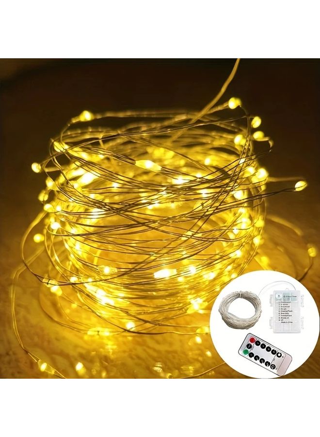 White 200 LED Copper Wire Fairy Lights 787 4 Inch 8 Modes Remote Indoor Outdoor - Image 2