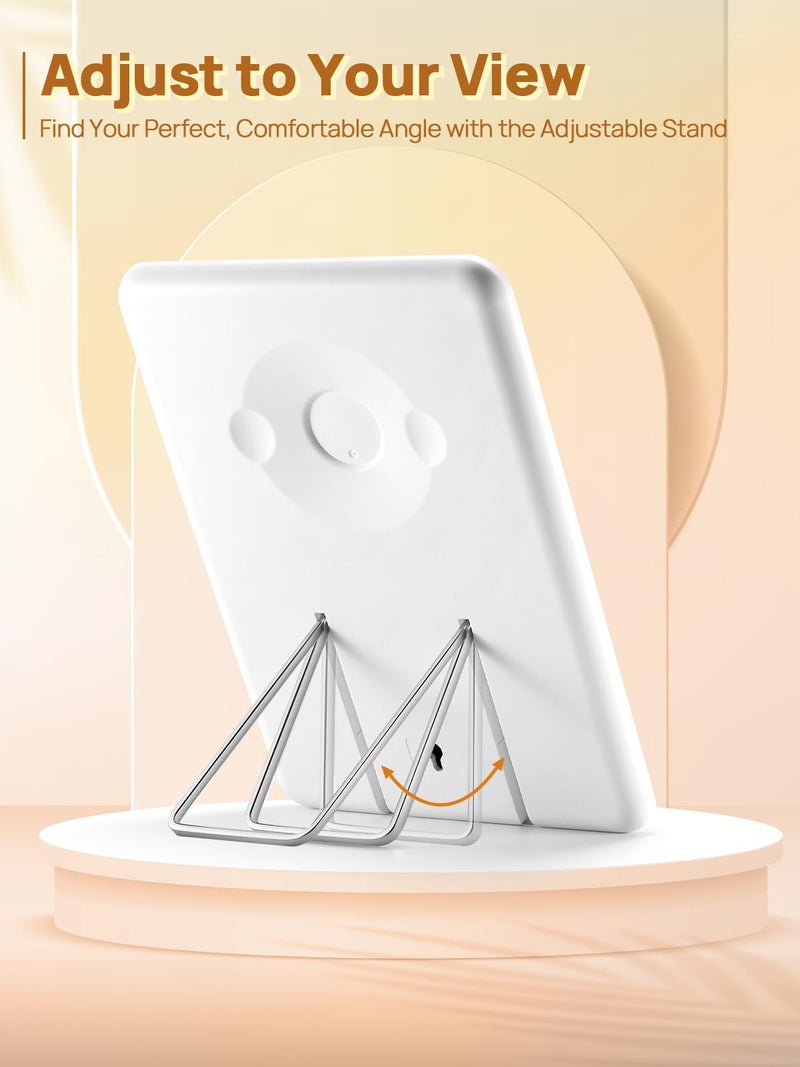 OMIRO Makeup Mirror for Desk, 10 x 7 inches Table Mirror with Adjustable Stand and Hanging Hole for Shaving and Travelling, White - Image 5