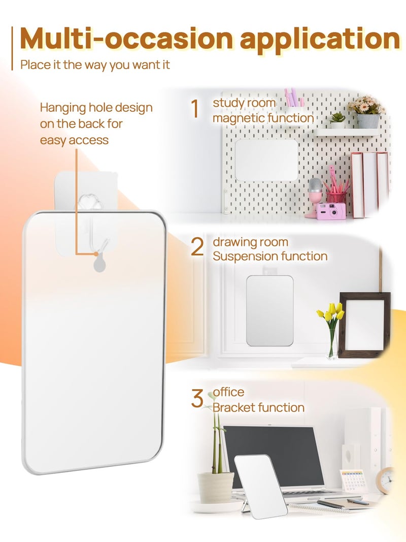 OMIRO Makeup Mirror for Desk, 10 x 7 inches Table Mirror with Adjustable Stand and Hanging Hole for Shaving and Travelling, White - Image 3