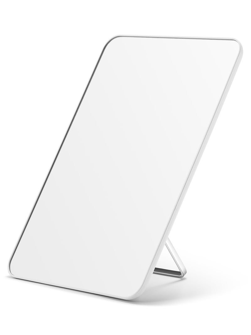 OMIRO Makeup Mirror for Desk, 10 x 7 inches Table Mirror with Adjustable Stand and Hanging Hole for Shaving and Travelling, White - Image 1
