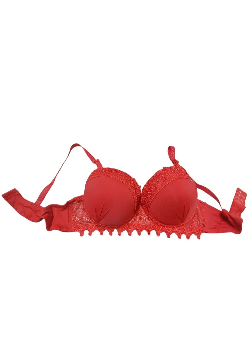 Women's Push-Up Bra with Embellished Lace and Shiny Rhinestones  - Image 2