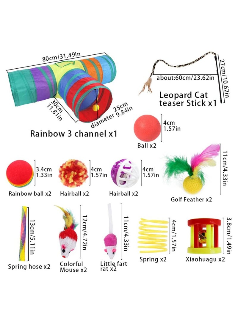 Generic 22 Pcs Cat Toys Interactive for Indoor Cats Tunnel Mouse Kitten Toys Cat Feather Teaser Wand Spring Toy - Image 2