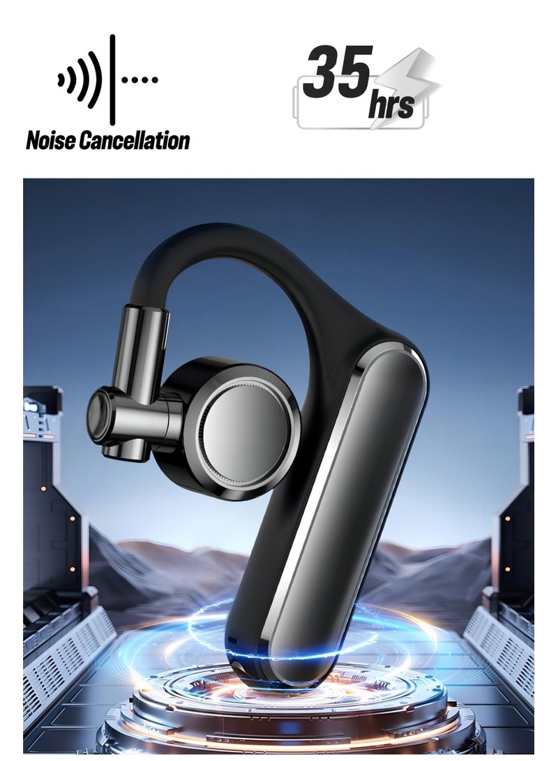 كابتن تيك Bluetooth earpiece V5.4 Single Ear Bluetooth Headset, with Noise Cancellation and Microphone Compatible, Talk time of 35 Hours Bluetooth Phone Headset, Available for iPhone and Android. (Z8) - Image 1