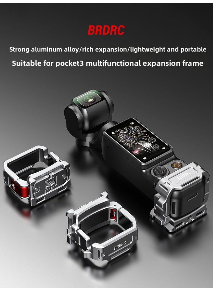BRDRC Quick Release Expansion Frame for DJI Osmo Pocket 3 – Multi-Functional Camera Mount with Cold Shoe Interface, Sponge Padding, 1/4" Thread Compatibility, and Accessory Support - Image 2