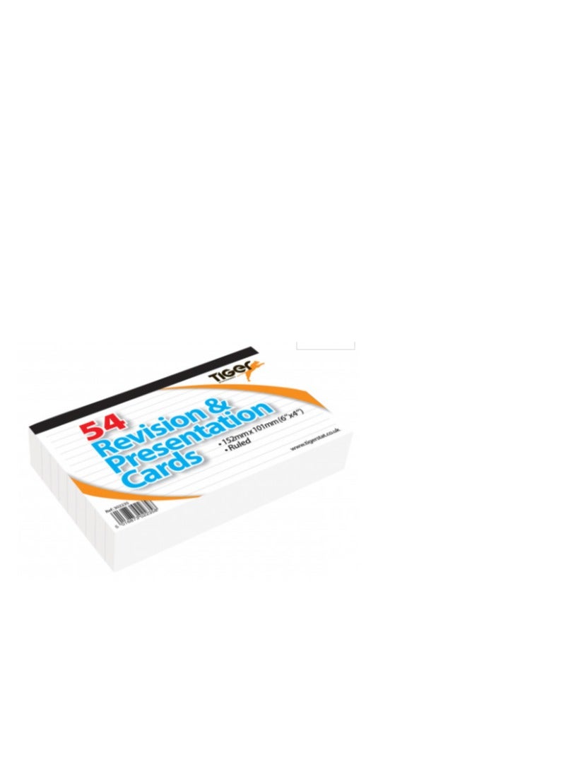 TIGER Revision Cards Top Bound Ruled White 6x4" 152x101mm 54Sheet - Image 2