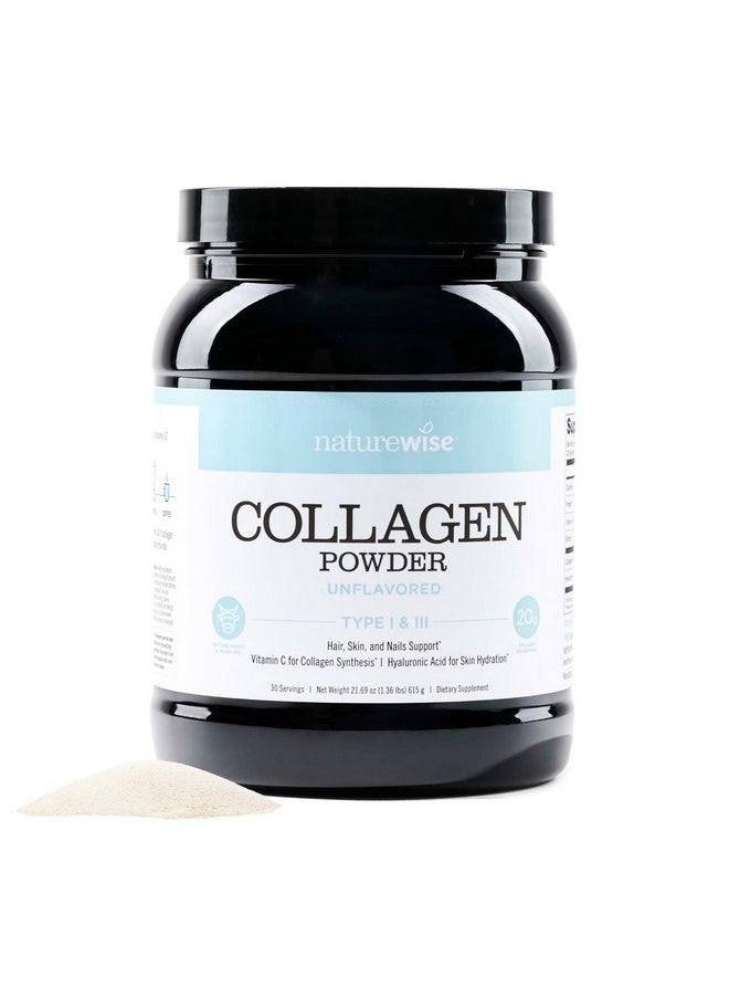 NatureWise - NatureWise Collagen Peptides Powder with Hyaluronic Acid and Vitamin C - Unflavored Collagen for Women & Men - Type I & III for Hair, Skin, & Nails - Sugar-Free, Gluten-Free, Dairy-Free - 30 Servings - Image 1