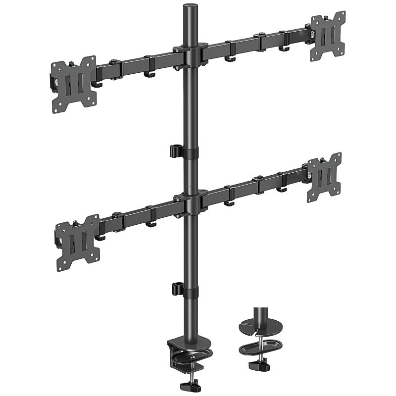 MOUNTUP Quad Monitor Stand, 4 Monitors Desk Mount for 17 to 32 inch Computer Screens, Fully Adjustable Stacked Mount with Tilt Swivel, 4 Heavy Duty Monitor Mount, Holds up to 17.6lbs per Arm, MU3007 - Image 1