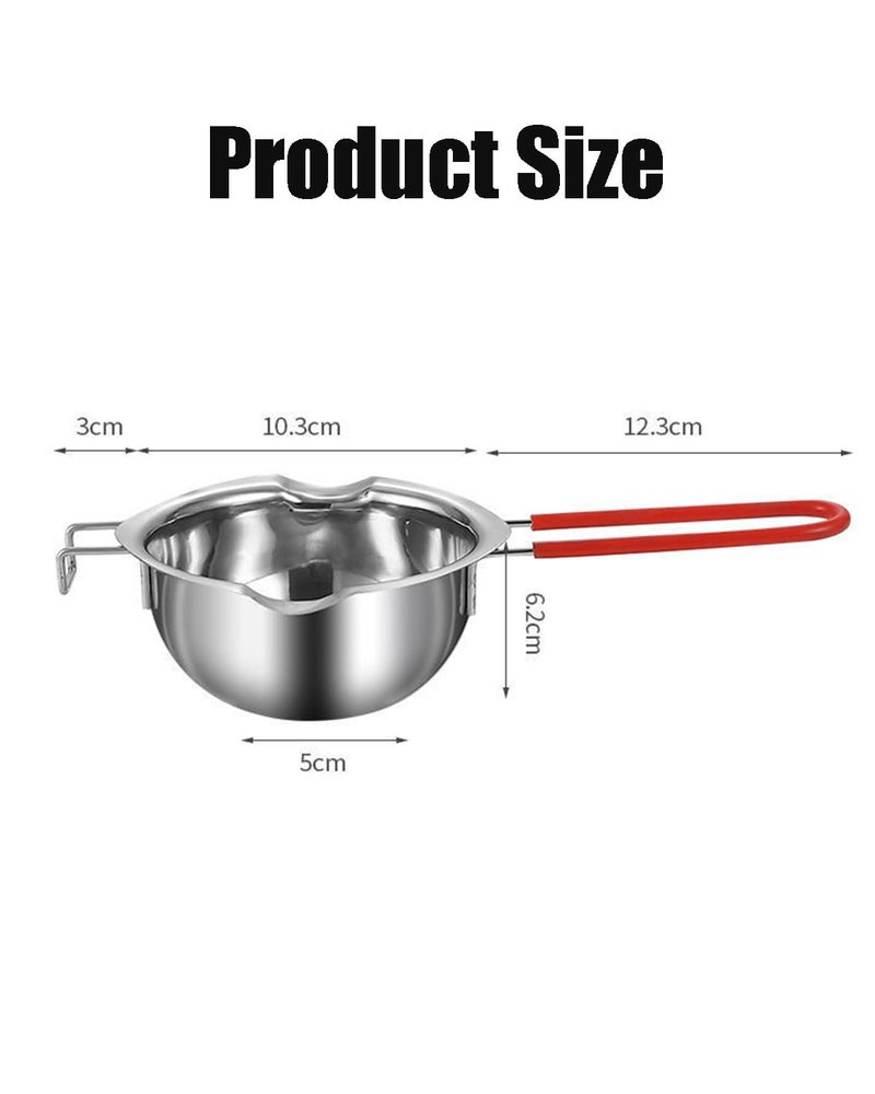 Vihaanta Chocolate Melting Machine, Steel Double Boiler Pot with Heat Resistant Handle for Melting Chocolate, Candy and Candle Making, Melted Butter Chocolate Cheese Caramel Homemade Mask =480ML (Silver) - Image 2