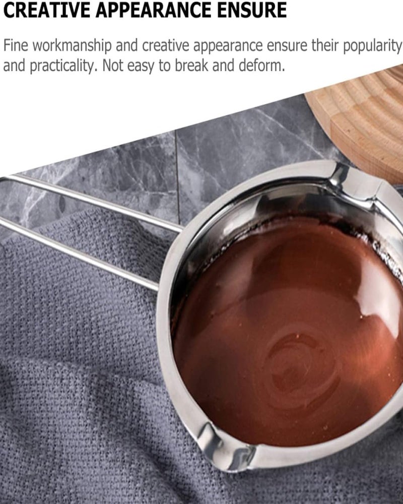 Vihaanta Chocolate Melting Machine, Steel Double Boiler Pot with Heat Resistant Handle for Melting Chocolate, Candy and Candle Making, Melted Butter Chocolate Cheese Caramel Homemade Mask =480ML (Silver) - Image 3