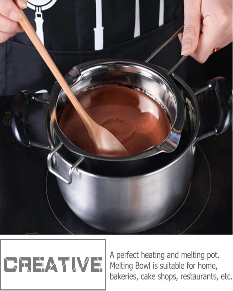Vihaanta Chocolate Melting Machine, Steel Double Boiler Pot with Heat Resistant Handle for Melting Chocolate, Candy and Candle Making, Melted Butter Chocolate Cheese Caramel Homemade Mask =480ML (Silver) - Image 5
