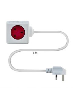 Allocacoc PowerCube Extended 5 Sockets 3mtr Cable Red  - Image 1